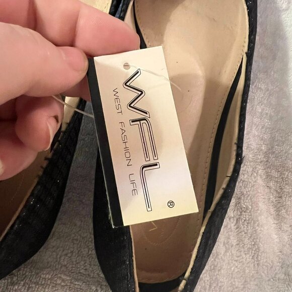 Size 9 - WFL - NWT Black Sparkly Flats	Size - Picture 2 of 6